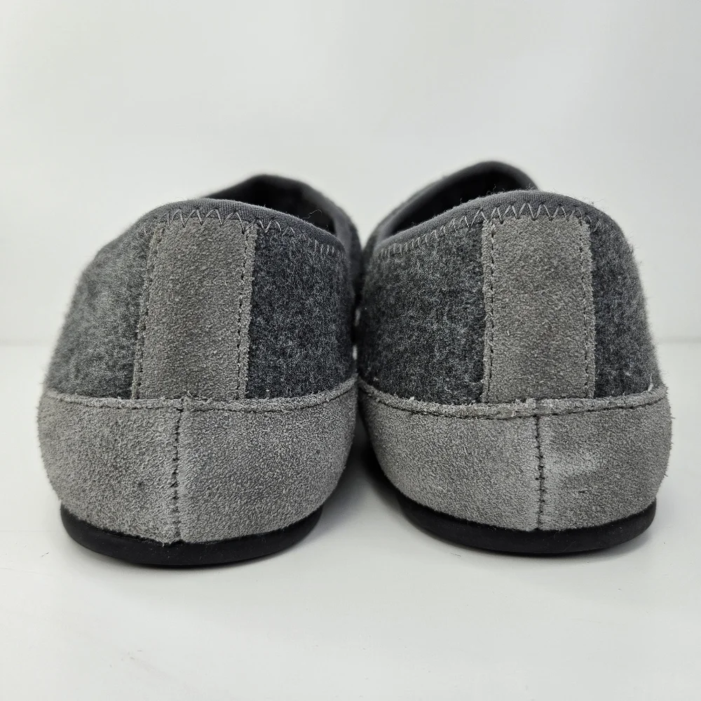 Vince Mens Harlow Heather Gray Fabric Suede Padded Loafer Slippers Sz 7.5